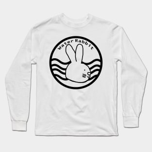 Water Rabbit Portrait Black Line Chinese Zodiac Long Sleeve T-Shirt